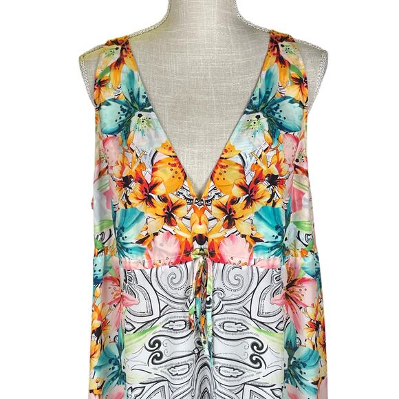 Victoria’s Secret Women's XL Watercolor Floral Maxi Slip Dress Lightweight Beach - Picture 3 of 8
